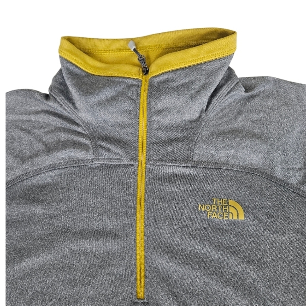 The North Face Men's Pullover Haft Zip Two Tone Mustard Yellow & Gray - Picture 2 of 8